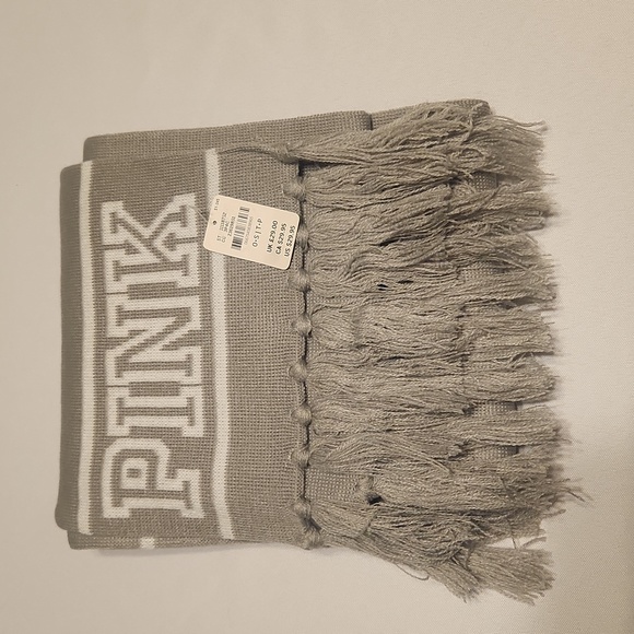 Victoria's Secret Accessories - New with Tag Pink Victoria's Secret Scarf color Gray with White Accented letters